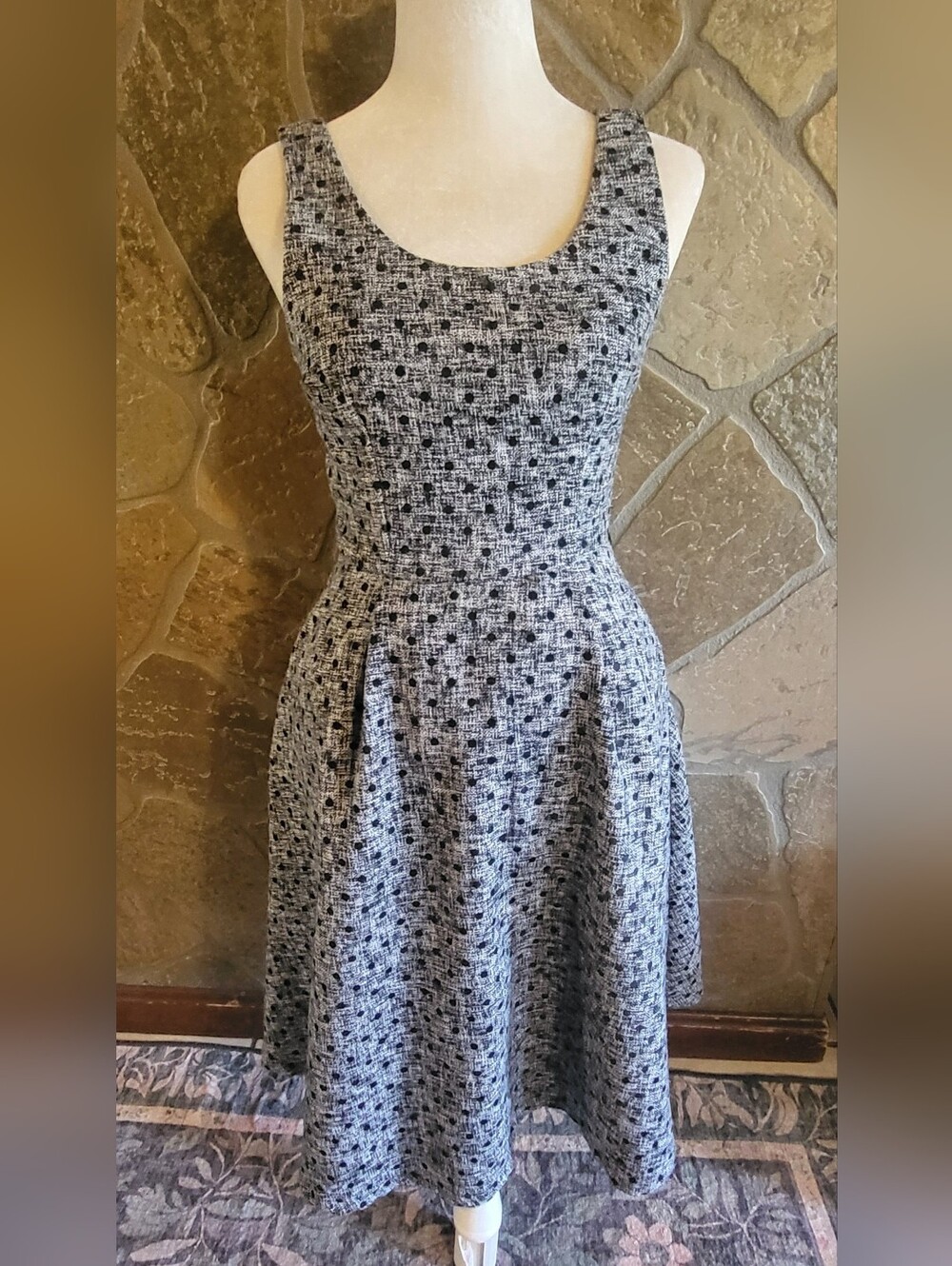 ModCloth Take the Lead Tweed Polkadot Dress Size 4 A-Line 60s Inspited